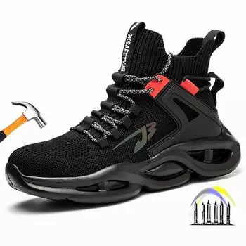 Черные рабочие туфли со стальным носком. Кроссовки. Мужские защитные рабочие ботинки с защитой от проколов. Нескользящая защитная обувь. Защитная обувь для мужчин. 36