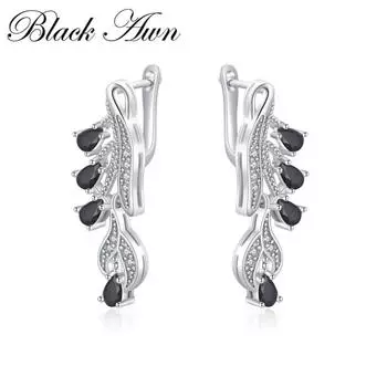 Черные роскошные большие серьги-капли Black Awn весом 7,5 г