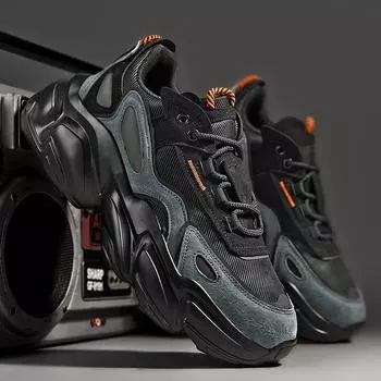 Черные самурайские старые туфли на толстой подошве. Мужская спортивная обувь в стиле ретро. Мужская повседневная черная обувь. Трендовая мужская обувь. 37