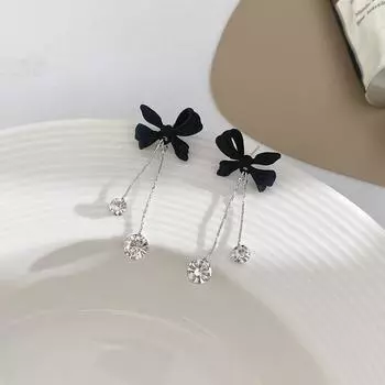 Черные серьги-бантики Темперамент Персонализированные дизайнерские серьги для женщин