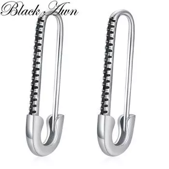 Черные серьги-булавки Черные серьги-скрепки