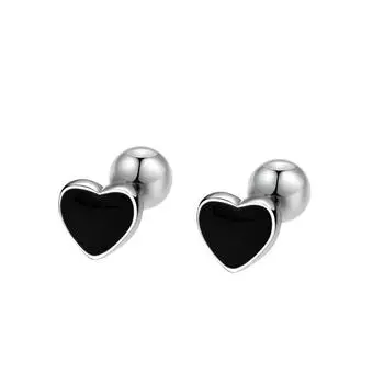 Черные серьги-гвоздики Love Screw Earbones Nails для поддержания отверстий для ушей без выщипывания Серьги в форме сердца
