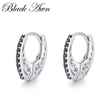 Черные серьги-кольца Black Awn