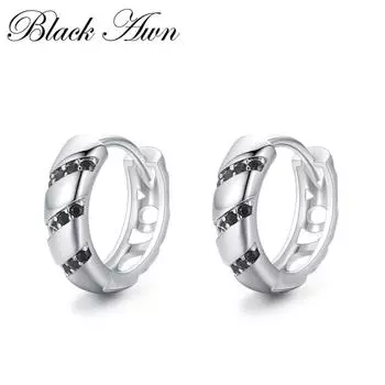 Черные серьги-кольца Black Awn