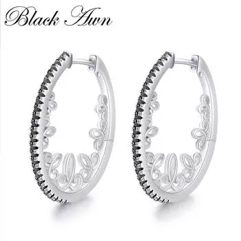 Черные серьги-кольца Black Awn Big Personality овальной формы 7,5 г