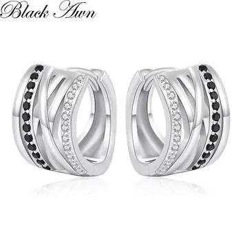 Черные серьги-кольца для женщин, черные ювелирные изделия, подарочные серьги-кольца