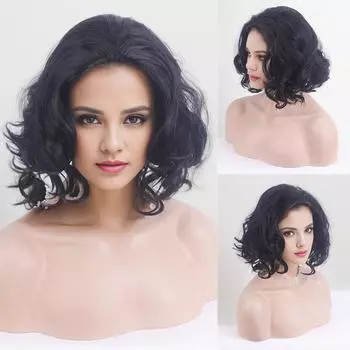 Черные серые синтетические парики длиной до плеч, волнистые, вьющиеся, пушистые парики для женщин, повседневные, для косплея, вечеринки, искусственные волосы, термостойкое волокно черный серый