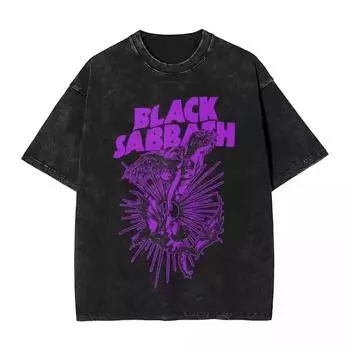 Черные Шабаши Метал Музыка Выстиранные Футболки Хип-Хоп Поступление Мужская Одежда Футболка Ом Графические Футболки Мужские S