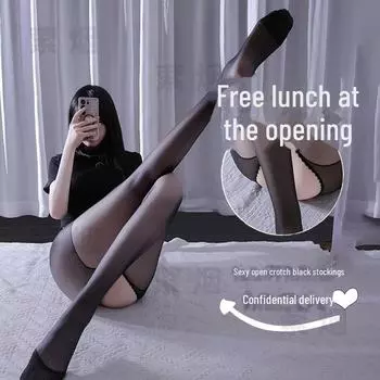 Черные шелковые чулки с открытой промежностью для женщин - комплект сексуального нижнего белья и трусиков fishnet stockings