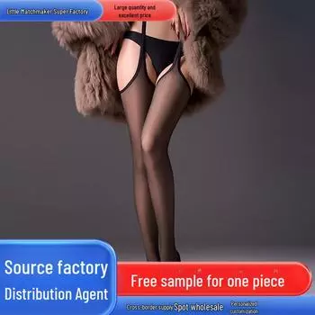 Черные шелковые чулки с подвязками и серые искусственные прозрачные бархатные леггинсы Suspender Stockings-Spring and Autumn чёрный