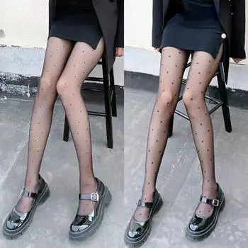 Черные шелковые тонкие Jk Love, белые чулки в горошек, сексуальные кремовые с бантом, белые колготки в стиле Лолиты, носки в горошек one size