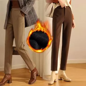 Черные шерстяные брюки женские осенне-зимние утолщенные брюки повседневные брюки прямые с высокой талией модные шаровары XXXXXL чёрный