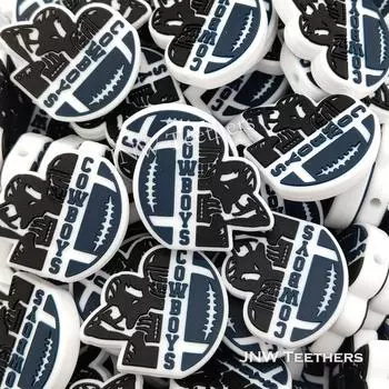 Черные силиконовые фокусные бусины Cowboys Football Team Set of 10