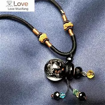 Черные стеклянные бусины ароматерапия ожерелья светящиеся эфирные масла бутылка свитер цепочка кулон для мужчин женщин ювелирные изделия подарок чёрный