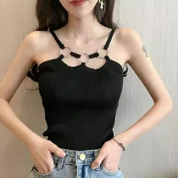 Черные топы для женщин, сексуальные майки, внутренняя одежда, слинг, ретро-модный жилет для девочек S белый