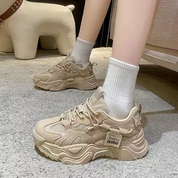 Черные туфли Dad Shoes на толстой подошве, женские, весна и осень, новые универсальные, увеличивающие рост, спортивные, беговые, женские туфли 35 чёрный