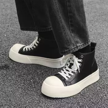 Черные туфли для доски мужские дышащие на толстой подошве с увеличенной высотой каблука и звездой с такой же большой головкой туфли дерби повседневные кожаные туфли 55326-J 38