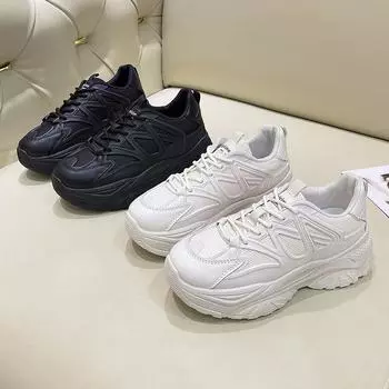 Черные туфли для папы женские 2025 новые весенние и осенние универсальные интернет-знаменитости взрывная платформа повседневная спортивная обувь ins tide 35 чёрный