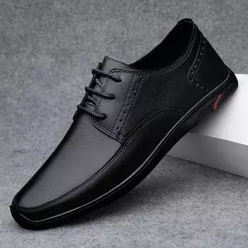 Черные туфли для скейтбординга, мужские оксфорды на шнуровке, кроссовки из натуральной кожи, повседневная обувь на плоской подошве, весна-осень, высококачественные туфли 6