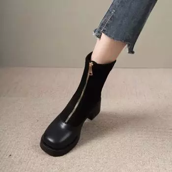 Черные туфли до середины голени женские элегантные высокие сапоги на каблуке женские готические каблуки распродажа демисезон зима 2024 новинка 35