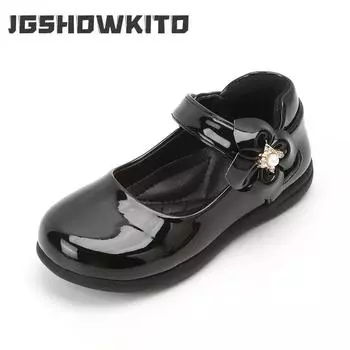Черные туфли из натуральной кожи для девочек в британском стиле, мягкие детские модные туфли для девочек, милые туфли принцессы Мэри Джейн для выступлений, новинка 2024 года, школьные туфли 27 чёрный