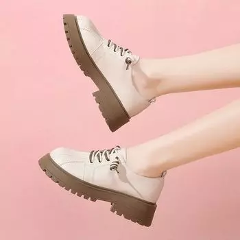 Черные туфли Kawaii на шнуровке из кожи с высокой платформой для женщин, женская обувь, симпатичное предложение с шикарной элегантной дешевой обувью 35