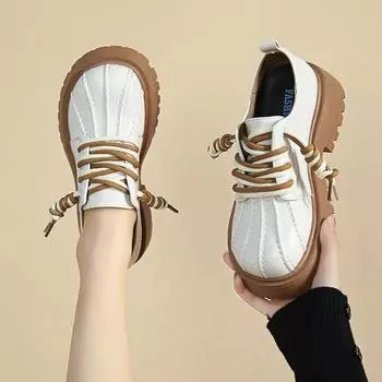 Черные туфли Kawaii на шнуровке из кожи на высокой платформе для женщин, женская обувь, симпатичное предложение с шикарной элегантной дешевой обувью 35 чёрный