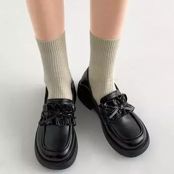 Черные туфли-лодочки в стиле ретро с юбкой и маленькими кожаными туфлями на платформе для женщин 2025 года, новые весенне-осенние туфли с одной педалью 35 чёрный