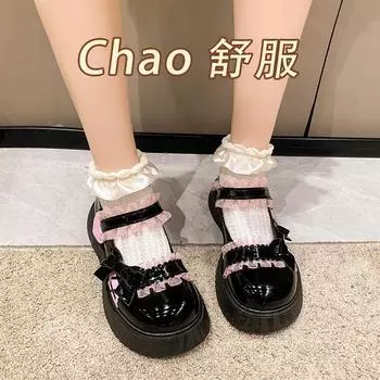 Черные туфли Love Small из кожи, летние туфли на платформе 2025 года, новые женские туфли в британском стиле 35 чёрный