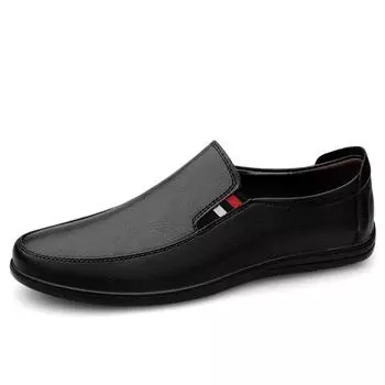 Черные туфли. Мужская мягкая мужская обувь. Высококачественные повседневные топсайдеры из натуральной кожи. Мужские туфли на плоской подошве. 38 чёрный