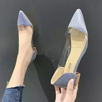 Черные туфли на плоской подошве для женщин, прозрачная женская обувь, прозрачный белый острый носок, розовые туфли-лодочки, повседневные, новое поступление 2024 года, корейская версия 34