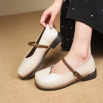 Черные туфли на плоской подошве для женщин с квадратным носком на платформе с британским стилем Оксфорды Летние новые криперы Преппи Кожаные туфли Мэри Джейн 35 чёрный