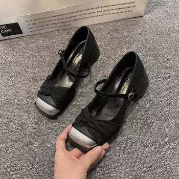 Черные туфли на плоской подошве для женщин, повседневные женские кроссовки, женская обувь с квадратным носком, платье в стиле ретро из лакированной кожи, сплошной резины 35 бежевый