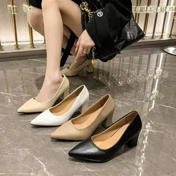 Черные туфли на высоком каблуке и платформе, туфли-лодочки Mujer 2024, лето, новая мода, пряжка, однотонная женская обувь из искусственной кожи, водонепроницаемая женская обувь 35 белый