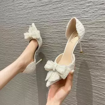 Черные туфли на высоком каблуке женские тонкие каблуки заостренные темпераментные светские туфли со стразами одинарные туфли полые сандалии 34