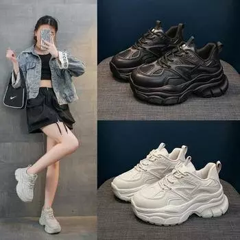 Черные туфли Pops женские летние весенние студенческие сотни с толстой подошвой показывают ноги маленькие спортивные туфли Ins 35 серый