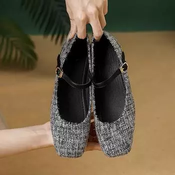 Черные туфли с плоской подошвой и квадратной головкой, туфли-сюрпризы, нежный темперамент с юбкой, туфли Мэри Джейн 35 серый