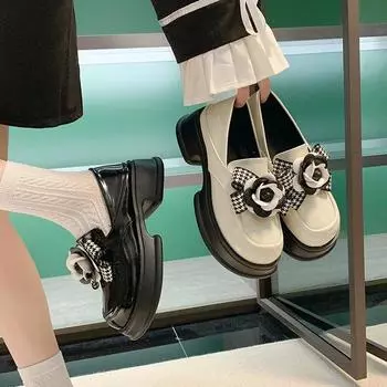 Черные туфли Туфли для женщин Женские туфли-лодочки с круглым носком Туфли Мэри Джейн