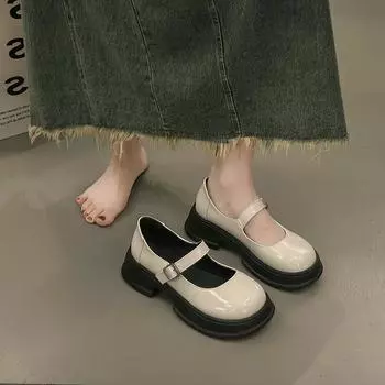 Черные туфли в стиле колледжа на толстой подошве, женские весенние туфли в стиле ретро Мэри Джейн, модные и удобные 35