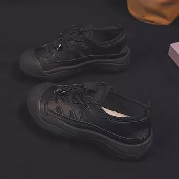 Черные туфли женские мягкие подошвы удобные долго стоять не устают ноги кухонные противоскользящие спортивные кроссовки портативные универсальные черные рабочие туфли 35 чёрный