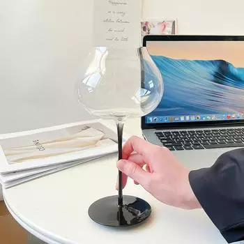 Черные ультратонкие бокалы для красного вина ручной работы с длинной ножкой, дегустационный хрустальный бокал без свинца, уникальный подарок на свадьбу