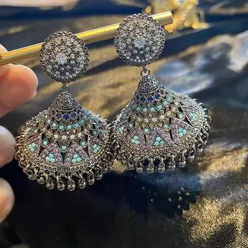 Черные висячие серьги с устойчивым пистолетом для женщин, индивидуальные ювелирные изделия в этническом стиле, серьги с колокольчиками, женские серьги-качели золотой