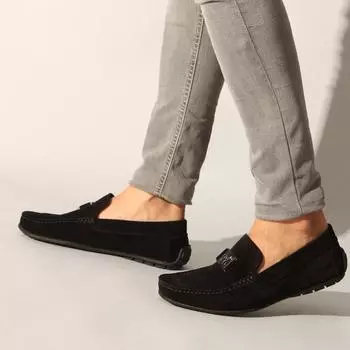 Черные замшевые классические туфли из натуральной кожи