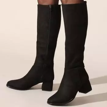 Черные замшевые женские ботинки