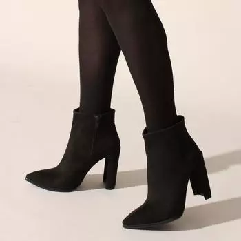 Черные замшевые женские ботинки и ботильоны