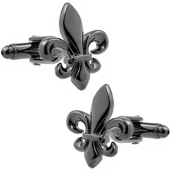 Черные запонки Fleur de Lis Lily Crest Запонки Запонки n00911 чёрный