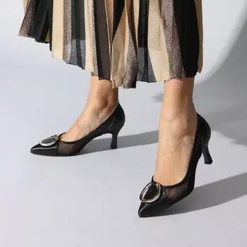 Черные женские классические туфли на каблуке