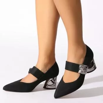 Черные женские классические туфли на каблуке