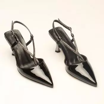 Черные женские классические туфли на каблуке из лакированной кожи на каблуке