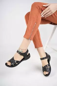 Черные женские кожаные сандалии из натуральной кожи